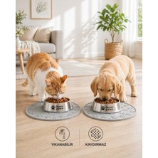 Brave Paws Silikon Mama Matı Kedi & Köpek Için | Kaymaz, Yıkanabilir, Havuzlu Mama Altlığı