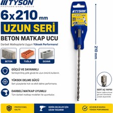 Tyson 6X210 mm Beton Matkap Ucu Uzun Seri – Darbeli Matkap Uyumlu Profesyonel Delme Ucu