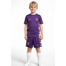 Ceka Çocuk Futbol Forma Şort Takımı Mor Renkli Desenli Spor Set