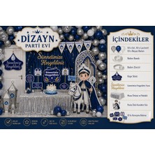 Dizayn Parti Evi Lüks Premium Sünnet Konsept Parti Seti – Lacivert Gri Balonlu Tam Organizasyon Paketi