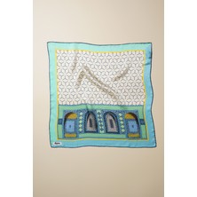 Silqoora Ipek Bandana Fular Art Collection (55X55 Cm)-Çini (Mavera)