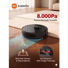 Xiaomi 8000 Pa Emiş Gücüne Sahip Lazer Navigasyonlu Akıllı Robot Süpürge ve Paspas Saç Dolaşmasını Önleyen Özel Fırçalı