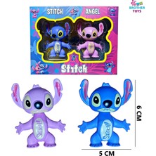 Brother Toys 2'li Stitch Ve Angel Figür Oyuncak Yumuşak Vücut Mavi Ve Pembe 6 Cm.