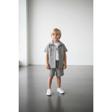Cg Kids Pantolon Ceket Basic Uzun Kısa Enjeksiyon Baskılı Body 3lü Alt Üst Takım Erkek Çocuk Gri Renk Süper Kalite Kumaş