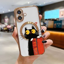 Ucuc iPhone 16 Uyumlu Şeffaf Arka Yüzeyli Manyetik Darbeye Dayanıklı Silikon Kılıf