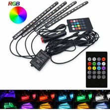 Ledarmy Araç İçi Ayak Altı LED Seti RGB Kumandalı Sese Duyarlı 12V Çakmak Girişli Uzaktan Kontrollü IP65 HT7063 Hightek