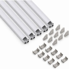 Ledarmy 5’li Set Köşe LED Profil Kanal 18x18mm 1 Metre Alüminyum Sıva Üstü LED Şerit Kanalı Opak Kapaklı Tutuculu 8987