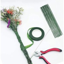 İğne İzi Plastik Çiçek Yapma Teli - 40CM - 25 Adet Çiçek Yapım Teli+1 Adet Çiçek Bandı - Dekoratif Çiçek Yapım Teli