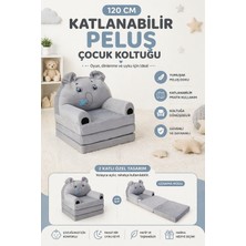 Hak-İş Oyuncak Sevimli Fil 120 cm Katlanabilir Peluş Çocuk Koltuğu (Gri)