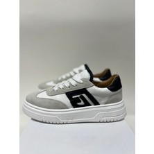 Tesla Shoes Hakiki Deri Beyaz Logo Tasarım Sneaker