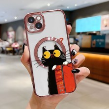 Ucuc iPhone 14 Plus Uyumlu Şeffaf Arka Yüzeyli Manyetik Darbeye Dayanıklı Silikon Kılıf