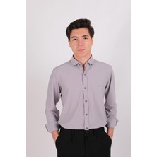 Twin Lion Twin Lıon 408 Slimfit Örme Armürlü Düz Gömlek