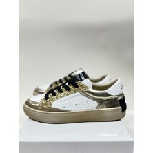 Tesla Shoes Hakiki Deri Gold Tasarım Sneaker