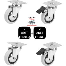 Blackbird Home Döner Tablalı 75'lik Çift Bilyalı Pvc Teker 2 Adet Frenli - 2 Adet Frensiz
