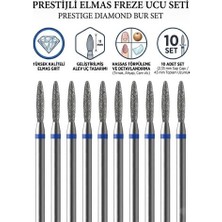 Najmaddin Mey Ithalat® 10'lu Orta Sert Ultra Hassas Elmas Freze Ucu - Kuru Manikür, Tırnak, Hobi