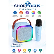 Atlt Atlantis Tek Mikrofonlu Karaoke Speaker Bluetooth Hoparlör Rgb LED Işıklı 5 Efektli Ses Bombası Usb-Sd-Fm