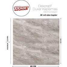 Brano 60X60 cm Kendinden Yapışkanlı Duvar,banyo,tezgah Arası Gri MERMER-100 Adet