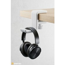 Bitenzo 3D Ayarlanabilir Masaya Takılabilir Kulaklık Tutucu, Lineer Desenli Masa Kenarı Askısı