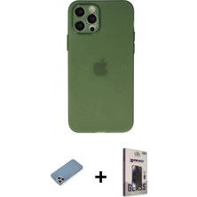 Marsilyan™- iPhone 12 Pro Max Kılıf Atlas Minimal Prime - Siyah Bilvis Hayalet Cam Ekran Koruyucu + Gümüş Shine Kamera Lens Koruma Cam