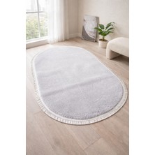 Melena Carpet Peluş Yolluk Kaymaz Taban Oval Banyo Paspası Yumuşak Modern Salon Mutfak Halısı