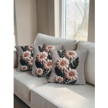 Özdağ Home Concept Minimal Nakış Desenli Papatya Kırlent Kılıfı 2’li Set (45X45 Cm) – Iskandinav Tarzı Dekoratif Koltuk Yastığı