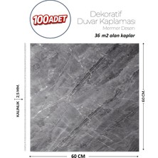 Brano 60X60 cm Kendinden Yapışkanlı Duvar,banyo,tezgah Arası Antrasit MERMER-100 Adet