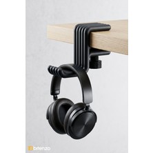 Bitenzo 3D Ayarlanabilir Masaya Takılabilir Kulaklık Tutucu, Lineer Desenli Masa Kenarı Askısı