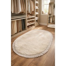 Melena Carpet Lüks Peluş Oval Yolluk Kaymaz Taban Ultra Yumuşak Modern Banyo ve Salon Halısı