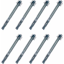 Badem10 Klipsli Çelik Dübel M20X180 mm 8 Adet Set Beton Taş Tuğla Güçlü Sabitleme Profesyonel Montaj Dübeli