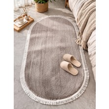 Melena Carpet Yumuşak Peluş Yolluk Kaymaz Taban Oval Paspas Banyo Mutfak Modern Halı