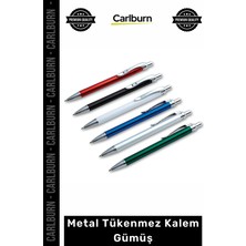 Carlburn Özel Üretim Promosyon Kurumsal Logo Baskılı Şık Kaliteli Lüks Ofis Metal Tükenmez Kalem Gümüş