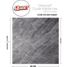 Brano 60X60 cm Kendinden Yapışkanlı Duvar,banyo,tezgah Arası Antrasit Mermer-48 Adet