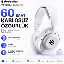 Steelseries Kablosuz Gaming Kulaklık 60 Saat Şarj Ömürlü Çift Bağlantılı 2.4ghz ve Bluetooth 5.3 Destekli Ai Gürültü Engelleyici Mikrofonlu
