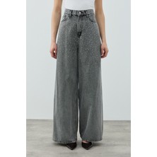 Merwishop Merwish Taşlı Very Shiny Denim Pantolon 1770 Füme