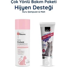 Dr. Nature's Kedi Kuru Şampuan + Malt Macunu Seti – Temizlik ve Sindirim Destek Paketi