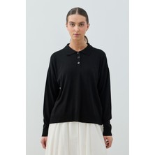 Merwishop Merwish Polo Yaka Basic Triko Kazak 1790 Siyah