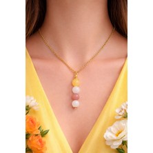 Lumea Mama Doğal  Sedef Kuvars Kalsit Taş Dizisi Kolye✨