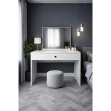 258 MoLife Oliva Makyaj Masası, Aynalı Çekmeceli Makyaj Masası - Beyaz