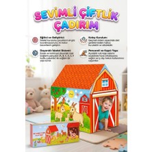 Farbu Oyuncak Sevimli Hayvan Çiftliği Temalı 100X70CM Çadırı Kolay Kurulum Dayanıklı Çocuk Oyun Çadırı