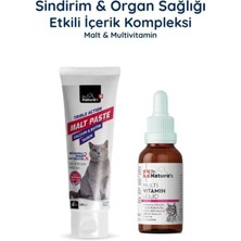Dr. Nature's Kedi Malt Macunu + Multivitamin Damla Seti – Sindirim ve Günlük Vitamin Destek Paketi