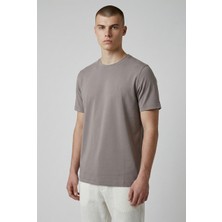Erkek Coonless Rayon Kumaş Sıfır Yaka Antrasit Tshirt
