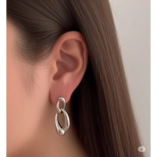 Famemus Accessory Dolamalı Ikiz Kavis Sallantılı Çelik Küpe.