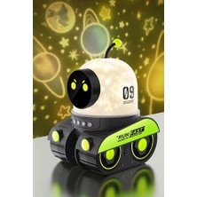 GUNKES Robot Projeksiyon Gece Lambası Hoparlörlü Şarjlı Yıldızlı Gökyüzü Temalı LED Projeksiyon Lambası