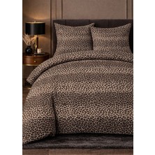 More Home Çift Kişilik Yorgan Kılıfı + Yastık Kılıfı (Çarşafsız) Leopar Bej