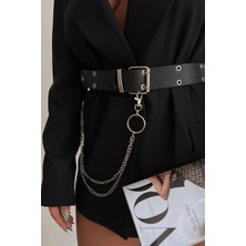 Fiori Kuşgözü Detaylı Kadın Kemer Pantolon Kemeri Ceket Kemeri Gothic Kemer Zincirsiz