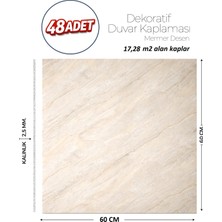 Brano 60X60 cm Kendinden Yapışkanlı Duvar,banyo,tezgah Arası Bej Mermer-48 Adet