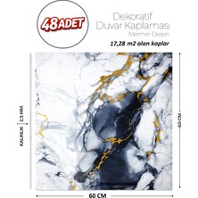 Brano 60X60 cm Kendinden Yapışkanlı Duvar,banyo,tezgah Arası Mavi-Siyah Mermer-48 Adet