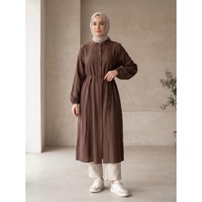 Miostil Hakim Yaka Uzun Tunik-Kahve