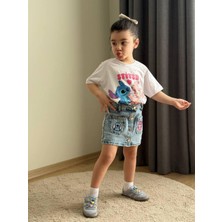 Cg Kids Stitch Kız Çocuk Tshirt & Etek Stitch Nakış Işleme Detaylı Alt Üst Takım