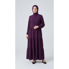 Nevayla Moda Kat Katlı Ferace - Mürdüm / F0147